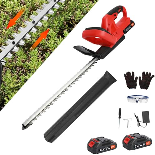 Shienfir Cordless Hedge Trimmer, 21V 4000mAh Heavy Duty Hedge Cutters, 850W Electric Hedge Trimmers Hedge Cutter Grass Shear with 2 Batteries 1 Charger, Cordless Hedge Trimmer for Lawn and Garden