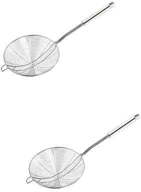 2 Pièces En Acier Inoxydable Louche Passoire À Pâtes Passoire En Métal Louche Araignée Écumoire Maille Wok Fil Écumoire e Fil