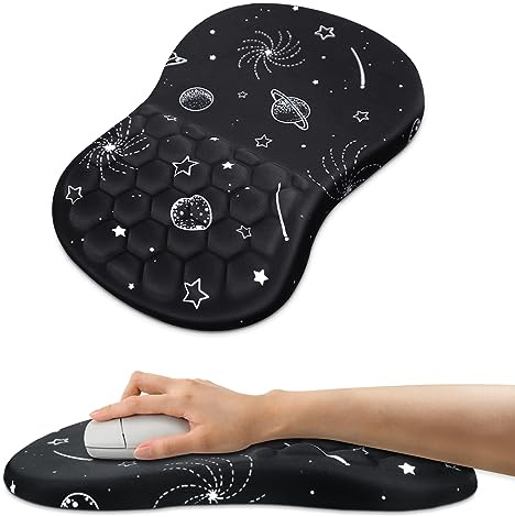 Tapis de Souris Support de Repose-Poignet, Tapis de Souris et Repose-Poignet Clavier avec Base en antidérapant, Mouse Pad Ergonomique pour soulagement de la Douleur