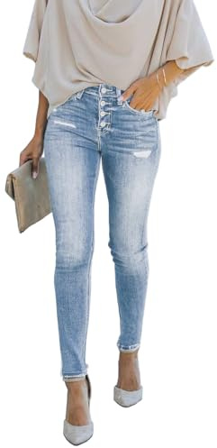 DGRPI Women's Ripped High Waisted Skinny Jeans Distressed Stretchy Boyfriend Denim Pants