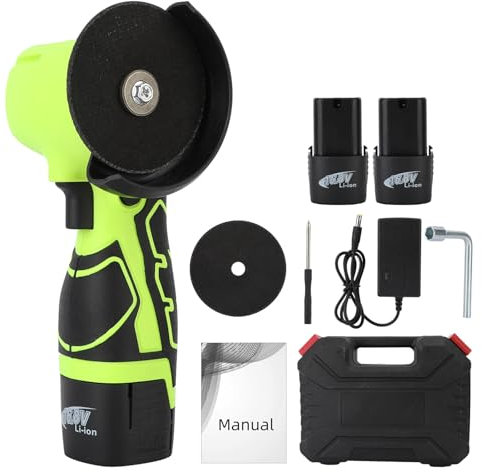 Napacoh Mini Akku Winkelschleifer, Akku flex Winkelschleifer 18V 550W zum Schneiden und Polieren(10 mm Schnitttiefe, Standby-Zeit 40min) Grüner