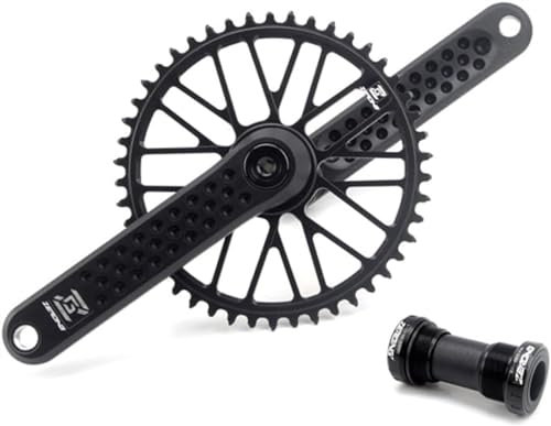 Kurbelgarnituren Rennrad-Kurbelgarnitur, hohl, integriertes GXP-Kurbelarm-Set, 165/170/175 mm, 40/42/44/46/48 Zähne, einzelnes Kettenblatt, Kurbelgarnitur, 8–12 Gänge ( Color : Black 165mm , Size : 44