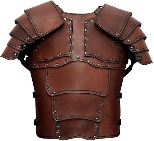 Herren Mittelalter Brustpanzer Kostüm Renaissance Körper Brustpanzer Schulterpanzer Brustschutz, Kunstleder Krieger Ritter Cosplay Kostüm,Braun 16Serene