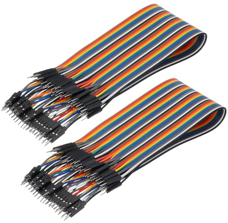 sourcing map Male to Male 40Pin Breadboard Jumper Wire 2.54mm Pitch Ribbon Cable 30cm Long Electronics Breadboard Ribbon Cables for Breadboard Electronic Projects Pack of 2