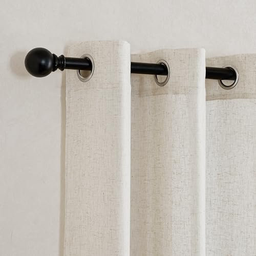 KGORGE Vorhang Leinen Ösen Wohnzimmer Boho Leinenvorhang im Landhausstil Ösenschal 2er Set 240cm x 140cm(HxB) Leinenoptik Gardinen Halbtransparent Vintage Naturfarbe