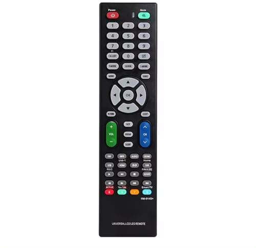 TALENTEC Home | Télécommande Universelle RM-014S+ pour TV | Compatible avec: LG, Sony, Samsung, Sharp, Panasonic, etc. | Ergonomique et Facile à Installer | Plastique ABS Noir | Portée de 8m