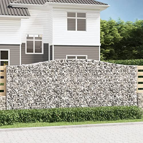 Chaduof Gabionen mit Hochbogen 2 STK Gabionenkörbe, Gabionen Hochbeet, Steinkorb, Gabionengitter, Kräuterspirale Für Garten, Drahtkorb Für Pflanzen, 400x50x160/180cm Verzinktes Eisen