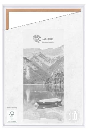 CLAMARO Schattenfugenrahmen SFR35, 40x100 cm, Keilrahmen, Weiß Matt | MDF-Holz Rahmenleiste, Schattenfuge ca. 7-8 mm, Metall Zackenaufhänger, inkl. Montagematerial, ohne Leinwand