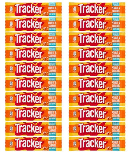 Tracker Chocolate Peanut Caramel Bar 37g Pack of 20 Vegeterian Toffee Cereal Oats Roasted Nuts Nutrition Protein High in Fibre Healthy Snack with Welari Thank You Card | (20pack) (740g)