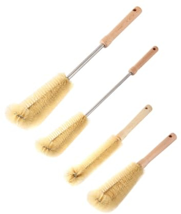 COLLBATH 4pcs Feeding Bottle Cleaning Brush Set Long Handle Thick Bristles for Baby Bottles Teacups and Blender Jars Reusable