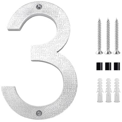 pofluany Numéro de maison de 20,3 cm avec boulons et écrous de 1 à 9 en 3D - Haute visibilité - Pour porte d'entrée extérieure - Amélioration du numéro de boîte aux lettres flottant - Décoration 3