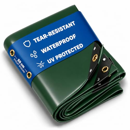 UMBRELLA® Abdeckplane 650 g/m² 3×6 m Grün Messing-Ösen wasserdicht UV-fest