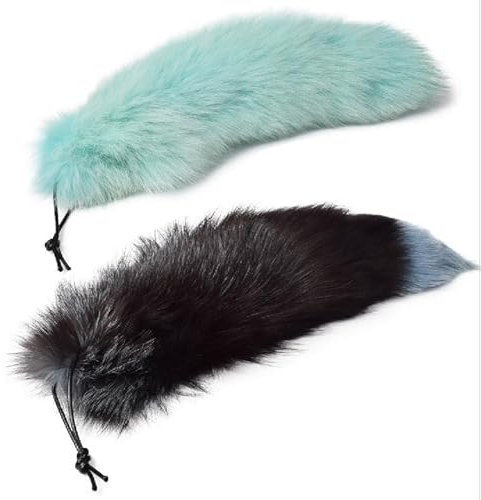Nocyclonic 2 Pieces 40cm Fell Schwanz fox tail Tierschwanz AnhängerKeychain Extra Groß Schlüsselring Tasche Zusätze Auto Schlüsselketten Anhänger (32)