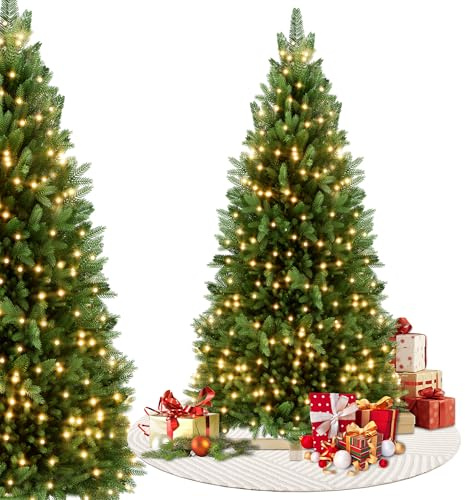 XMTECH Künstlicher Weihnachtsbaum 150 cm, PE PVC, Warmweiß LED, Tannengrün | Warmweiße Lichtakzente, dichte Nadelstruktur, einfacher Aufbau, kompakt zu verstauen, passend für Wohnzimmer und Büro