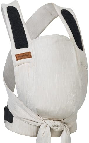 Hoppediz Bondolino b.pure Babytrage ab Geburt für Neugeborene, Cadiz | Ergonomische Halbschnallentrage mit gepolsterten Trägern – mitwachsend 3–20 kg, inkl. Anleitung