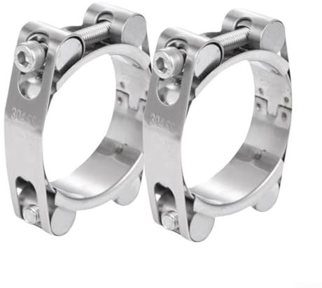 T Bolt Hose Clamp, High Pressure Hose Clamp Stainless Steel Double-Head Strong Throat Clamp Exhaust Pipe Clamp Repair Tool(40-50mm)