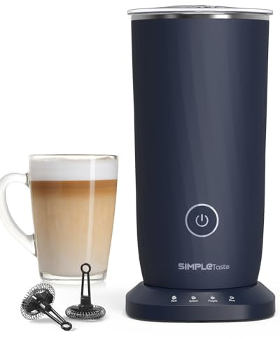 SIMPLETASTE Milk Frother, 4-in-1 Electric Milk Steamer, Automatic Warm and Cold Foam Maker and Milk Warmer for Latte, Cappuccinos, Macchiato(Dark Blue)