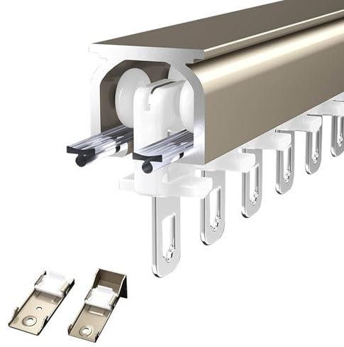 Robusto Binario per Tende Da Esterno Bastone Binario A Soffitto, Sistema Di Binari Scorrevoli per Tende Da Soffitto, 1-6m Scorrevole Balcone Home Decor Accessori, Divisorio, Muto Scivolo Liscio(Champa