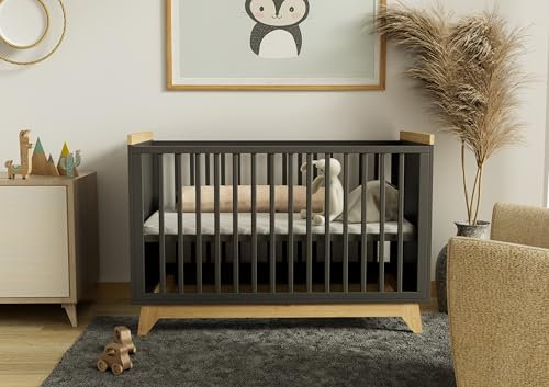 MS FACTORY Lit bébé Vigo 120x60 cm – Lit Enfant Minimaliste en Bois de pin avec barrière latérale Amovible – Lit évolutif au Style scandinave, idéal comme lit à barreaux & lit Enfant