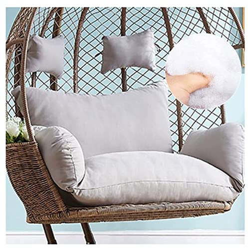 Outdoor Double Hanging Hammock Chair Swing Cushion Waterproof Thicken Seat Cushion for Garden 2 Seater Egg Chair Swing Replacement Grey Color