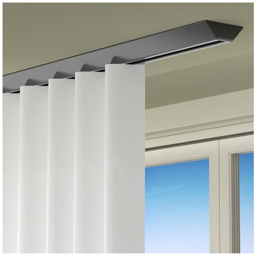 Shower RV Camper Curtain Railing System, Curtain Rod for Door Frame Windows, Ceiling Room Divider Track with 4-Wheel Mute Rollers & 2 End Caps, Apartment Space Partition (Color : Self-adhesive, Size
