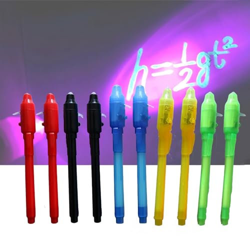 Stylo Encre Invisible,Crayons à Encre Invisible,Magique Crayons Enfant avec Lampe,pour Anniversaire,Fête,Activité,10PCS