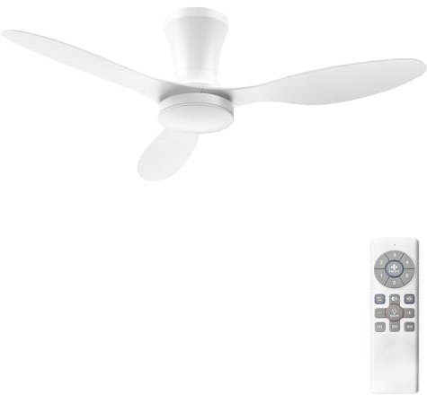 Airwit 106cm Ventilatore da Soffitto con Luce e Telecomando Silenzioso, 3CCT Dimmerabile Funzione di Memoria Ventilatori da Soffitto con Lampada a LED con 3 pale per Soggiorno Cucina Camera da Letto