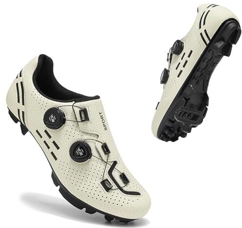 PENXZT Zapatillas de Ciclismo Montaña para Hombre, Zapatos Bicicleta de Carretera Exterior MTB Compatible con SPD Pedales 2 Tornillos con Calas Respirables Antideslizantes