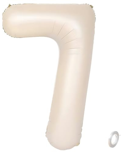 Balorise 40 Inch Giant White Number 7 Aluminum Balloon, Inflatable Helium, Large Number 0-9, 10-100 (101 cm), Foil Balloons Decoration for Birthday Party and Wedding