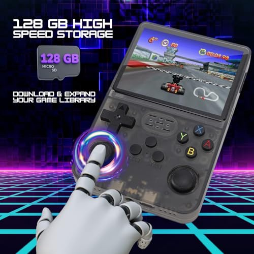 Pixel Beam R36S Retro Handheld Game Console 128GB, 20,000+ Games PSP/N64/Game Boy much more HDMI Output RKOS 2.0, 3.5 IPS Screen, Wi-Fi/Bluetooth Linux Operating System (Black)