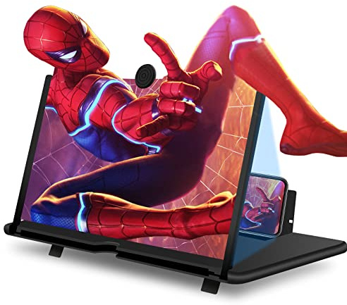 18 Inch Screen Magnifier for Cell Phone, Ultra-Clear 3D Phone Screen Amplifier With Folding Stand Holder,Pull-Out Anti-Radiation Enlarger for Movies and Videos.Suitable For All Smartphone(Black)