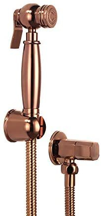 Bidet Spray Set, Rose Gold Brass Square Bidet Bathroom Hand Shower Bidet Toilet Sprayer Hygienic Shower Bidet Tap Wall Mounted Bidet Faucet Set,E LWX