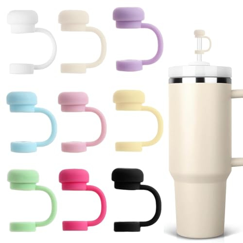 jatimdotin Straw Covers Cap for Stanley Cup, 10mm Silicone Straw Topper, Dust-Proof, for Stanley Cup 40/30 Oz Straws (9Pcs)
