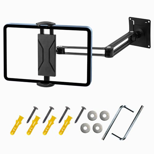 CNARIO Tablet Wandhalterung aus Aluminium – 360° drehbar & ausziehbar | Universale iPad Wandhalterung, kompatibel mit iPad Pro/Air/Mini & 4.7-13 Tablets, ideal für Küche, Wohnzimmer & Office