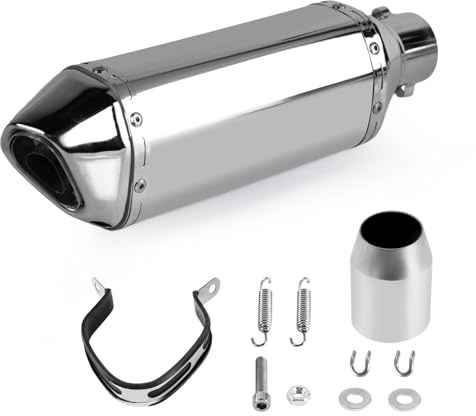 PACEWALKER 38-51mm 1.5-2 Einlass Slip On Auspuff Schalldämpfer für Motorrad mit abnehmbaren DB Killer für Street Bike Motorrad Roller Yamaha Suzuki (Verchromt)