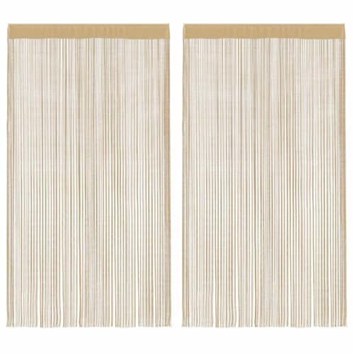 Mokuyary Lot de 2 rideaux occultants thermiques à fils - 100 x 250 cm - Beige - Pour fenêtre de salon, chambre à coucher