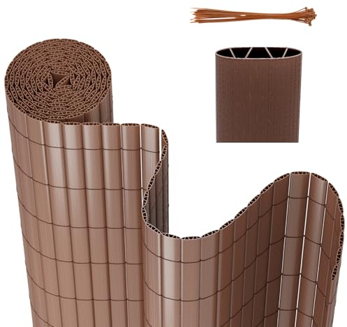 Peviasot Tappetino frangivista in PVC, 180 x 300 cm, quadruplo rinforzo, protezione da sguardi indiscreti con fascette per cavi, senza forature, protezione dal vento, impermeabile, per balcone e
