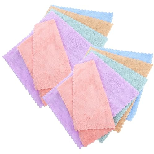 JEWEDECO 10 Pcs Coral Fleece Face Cloths 30x30cm Ultra Fine Fiber Washcloths for Makeup Remover Soft Square Hand Towels for Bathroom and Shower Use