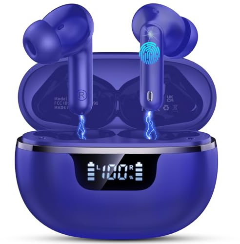 Nuovo Cuffie Bluetooth 5.4, Durata 50 Ore Cuffiette In Ear, Impermeabili IP7 Cuffie Senza Fili, Auricolari Bluetooth Stereo HiFi Con 4 ENC Microfoni Anti-Rumore, Cuffiette Touch Control, LED-Display