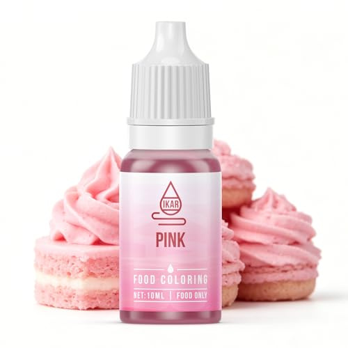IKAR Lebensmittelfarbe Rosa 10ml, Flüssig & Hochkonzentriert, Backen | Hochkonzentrierte Speisefarbe, 10ml Flüssig, Fondant, Zuckerguss, Backen & Badebomben, Lebensmittelechte Zutaten, Vegan