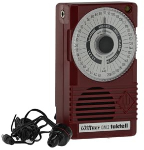 Wittner Taktell® Quartz QM 2 Serie 861 - Kunststoffgehäuse Rubinrot - 40-208 Schläge/Minute - 39 Tempopositionen - Mit Kammerton a1 = 440 Hz - Inklusive Batterie (9 Volt) und Ohrhörer