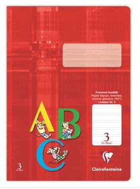 Schulheft Clairefontaine, DIN A4, 16 Blatt, 90g, Lineatur 3 liniert für 3. Schuljahr