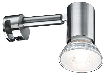 Paulmann 99905 Luminaria para espejo Galeria LED, lámpara para espejo Simplo, lámpara de baño, acero mate, iluminación para espejo incl. fuente de luz 1x53 W GU10