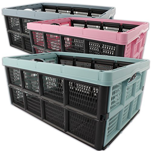 DIES&DAS 3 Klappboxen in Pastell grau 32 Liter 51 x 34 x 23 cm - Made in Europe