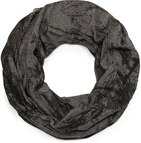 styleBREAKER Loop sjal mönstrad i destroyed vintage använd look, tubhalsduk, unisex 01016150, Mörkgrå, One size