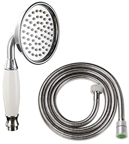 Skybath Brass Metal Shower Head Traditional Victorian Style Handheld Shower Sprayer Head with 1.5M Hose Chrome Polished