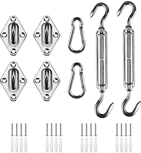 HOMPER Awning Attachment Set, Heavy Duty Sun Shade Sail Stainless Steel Hardware Kit for Garden Triangle and Square, Rectangle,Fixing Accessories