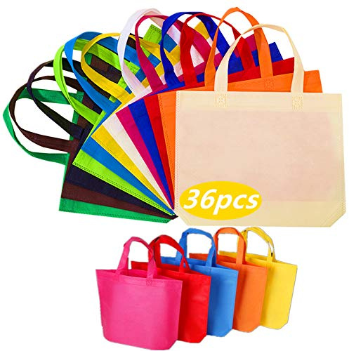 DZTIAN 36 Pack 13 12 Colors Multi-Color Reusable Tote Gift One Side Blank Non-woven Colored Treat, Fabric Tote, Commodity snack bag
