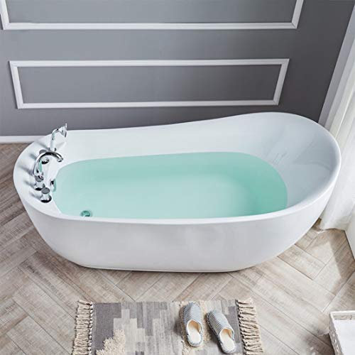 DaiMeng Acryl Modern Eigenständige Badewanne Weiß Warm Hoher Rücken Großer Raum Badewanne mit Wasserhahn Duschkopf Wasserventil,140 * 75 * 75cm