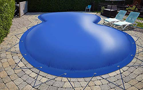ANKO PLANEN Cubierta de Piscina Hinchable con Forma de Ocho para el Invierno – de Lona de PVC 680 g/m² (1360 g/m²) – Cubierta de Invierno Resistente (Verde RAL6005, 7,70m x 5,00m)